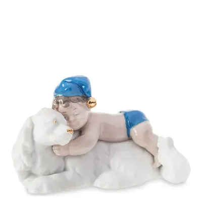 Фигурка интерьерная Pavone Boy with a dog 12 см Белый (261913)