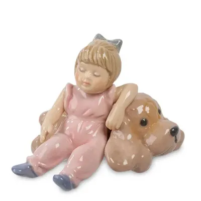 Фигурка интерьерная Pavone Girl with a dog 6x8 см Белый (261914)