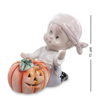 Інтер'єрна фігурка Pavone Boy with pumpkin 11 см Білий (261915)