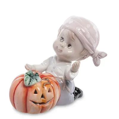 Інтер'єрна фігурка Pavone Boy with pumpkin 11 см Білий (261915)