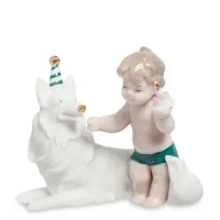 Интерьерная фигурка Pavone Boy with a dog 12 см Белый (261921)