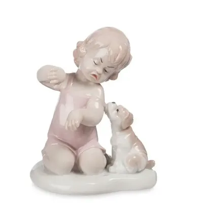Інтер'єрна фігурка Pavone Girl with puppy 11.5 см Білий (261939) Інтер'єрна фігурка Pavone Girl with puppy 11.5 см Білий (261939)