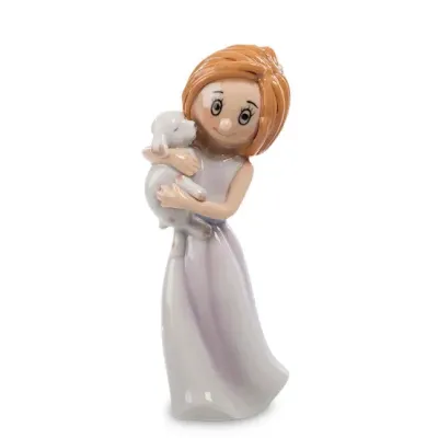 Интерьерная фигурка Pavone Girl with a puppy 13 см Белый (261947)