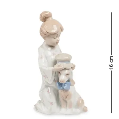 Интерьерная фигурка Pavone Girl with a dog 16 см Белый (261950)