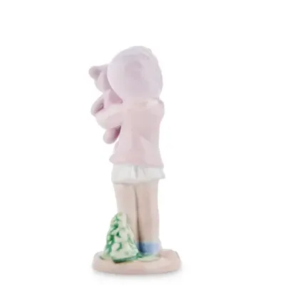Інтер'єрна фігурка Pavone Girl with a toy 11 см Рожевий (261951)
