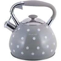 Чайник для плиты  из нержавеющей стали 3л Grey with white polka dots
 Kamille DP262109