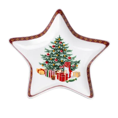 Блюдо сервірувальне YIWU Christmas 25x21 см Червоно-білий (HP-SD-2)