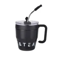 Термочашка з трубочкою та подвійним відкриванням YIWU Coffee & Tea 480 мл Чорний (HP-14-23B)