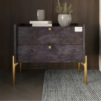 Тумба прикроватная Lion Wood 50x40x44 см Бетон темный (LION-041340) Тумба прикроватная Lion Wood 50x40x44 см Бетон темный (LION-041340)