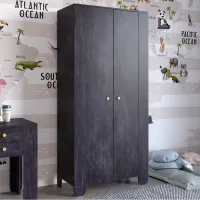 Шафа розпашна дводверна Lion Інді 90х45х190 см Бетон темний (LION-041575)
