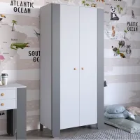 Шафа розпашна дводверна Lion Інді 90х45х190 см Німфея Альба/Антрацит (LION-041588)