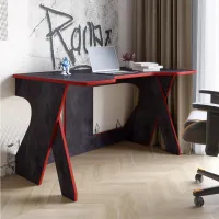 Стол геймерский Lion Крид 130х80х74.5 Бетон темный/Красный (LION-041731)