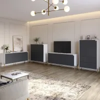 Комплект меблів для вітальні Lion Амарант 4 елементи Німфея Альба/Графітовий (LION-042369)