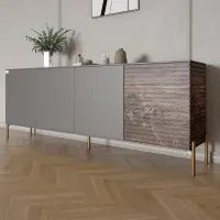 Комод Lion Грей 204x38x76.5 см Антрацит/Дерево (LION-042651) Комод Lion Грей 204x38x76.5 см Антрацит/Дерево (LION-042651)