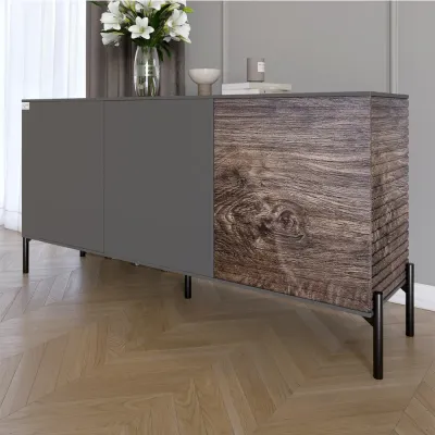 Комод Lion Грей 154x38x76.5 см Антрацит/Дерево (LION-041773)