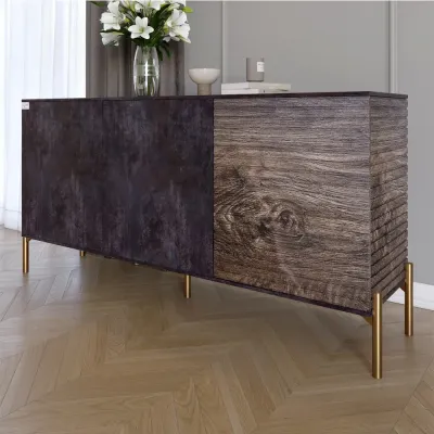 Комод Lion Грей 154x38x76.5 см Бетон темний/Дерево (LION-041835) Комод Lion Грей 154x38x76.5 см Бетон темний/Дерево (LION-041835)