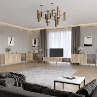 Комплект мебели для гостиной Lion Грей 4 элемента Дуб Сонома/Дерево (LION-042881)