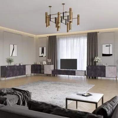 Комплект мебели для гостиной Lion Грей 4 элемента Бетон темный/Камень (LION-042934)
