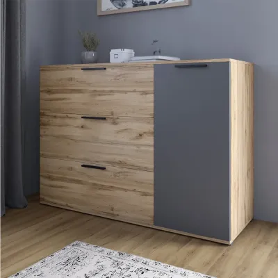 Комод Lion Краш 120x43x86 см Дуб Аппалачі/Антрацит (LION-044154)