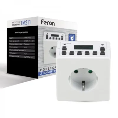 Розетка з таймером Feron TM211 75х76х78 мм iz16827