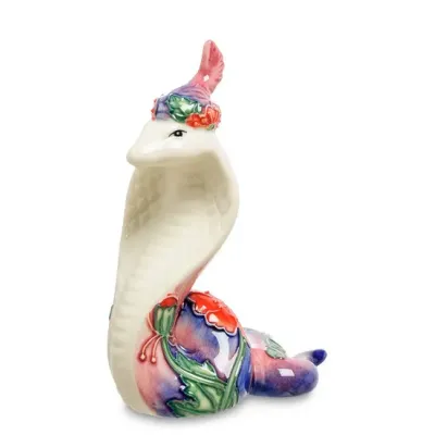 Интерьерная фигурка Pavone Cobra in a fancy hat with a poppy on the side 11x8 см Белый (262975)