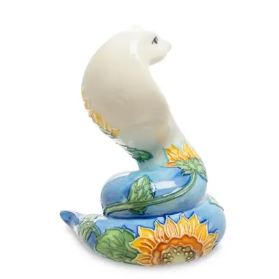 Интерьерная фигурка Pavone Cobra with sunflower on the side 10x8 см Голубой (262979)