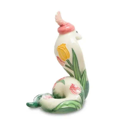 Интерьерная фигурка Pavone Cobra in a fancy hat with tulips on the side 11x8 см Зеленый (262981)