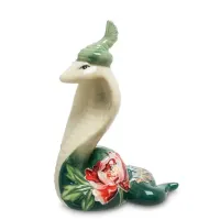Интерьерная фигурка Pavone Cobra in a fancy hat with a poppy on the side 11x8 см Зеленый (262982)