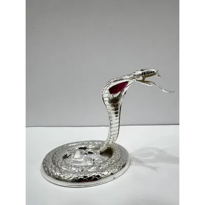 Інтер'єрна фігурка Crystal Silver Cobra with red stone 6x9 см Сріблястий (262992)