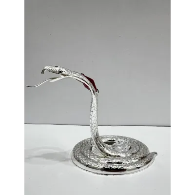 Інтер'єрна фігурка Crystal Silver Cobra with red stone 6x9 см Сріблястий (262992)