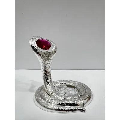 Інтер'єрна фігурка Crystal Silver Cobra with red stone 6x9 см Сріблястий (262992)