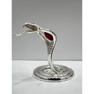 Інтер'єрна фігурка Crystal Silver Cobra with red stone 6x9 см Сріблястий (262992)