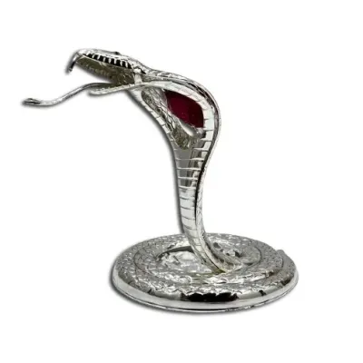 Інтер'єрна фігурка Crystal Silver Cobra with red stone 6x9 см Сріблястий (262992)