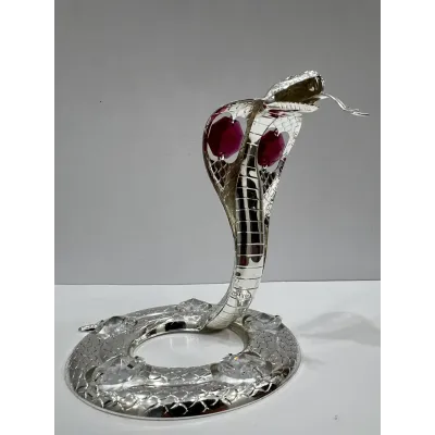 Интерьерная фигурка Crystal Silver Cobra with red stone 10x8 см Серебристый (262993)