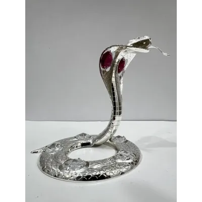 Интерьерная фигурка Crystal Silver Cobra with red stone 10x8 см Серебристый (262993)