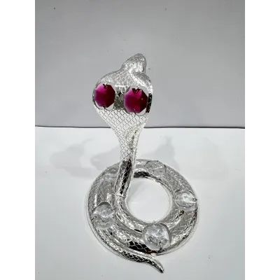 Интерьерная фигурка Crystal Silver Cobra with red stone 10x8 см Серебристый (262993)
