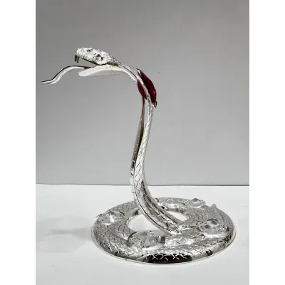 Интерьерная фигурка Crystal Silver Cobra with red stone 10x8 см Серебристый (262993)