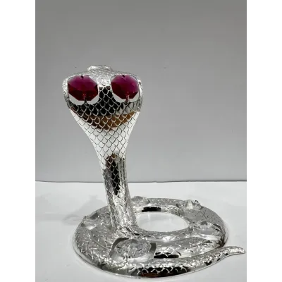 Интерьерная фигурка Crystal Silver Cobra with red stone 10x8 см Серебристый (262993)