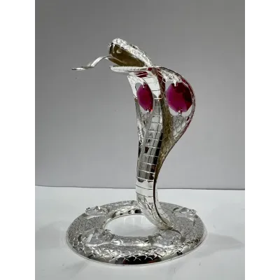 Интерьерная фигурка Crystal Silver Cobra with red stone 10x8 см Серебристый (262993)