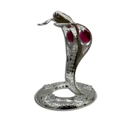 Интерьерная фигурка Crystal Silver Cobra with red stone 10x8 см Серебристый (262993)