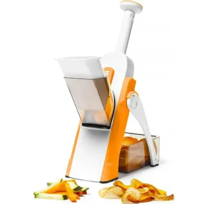 Ручная овощерезка-мультислайсер для овощей и фруктов Brava Spring Slicer 3 лезвия Оранжево-белый (2104618551)