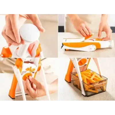 Ручная овощерезка-мультислайсер для овощей и фруктов Brava Spring Slicer 3 лезвия Оранжево-белый (2104618551)