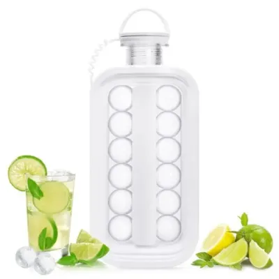 Портативна силіконова форма для льоду No Brand ICE Cube Tray пляшка 2в1 на 17 кульок Білий (2104618556)