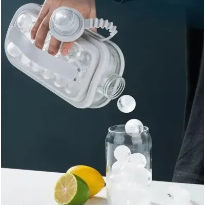 Портативна силіконова форма для льоду No Brand ICE Cube Tray пляшка 2в1 на 17 кульок Білий (2104618556)