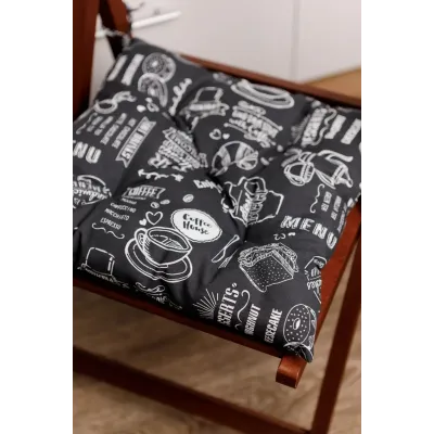 Подушка для стула Прованс Breakfast black 40х40 см Черно-белый