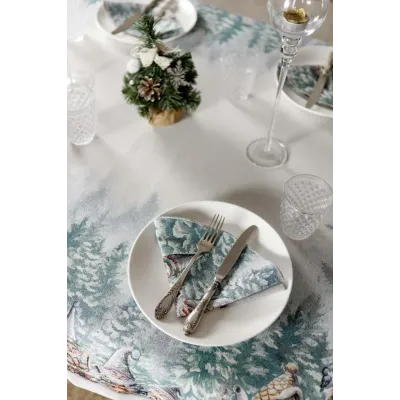 Скатертина новорічна овальна Прованс Казкові гноми 135х180 см Різнокольоровий