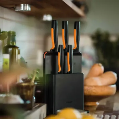 Набір кухонних ножів Fiskars Functional Form 6 предметів Чорний (1057554)