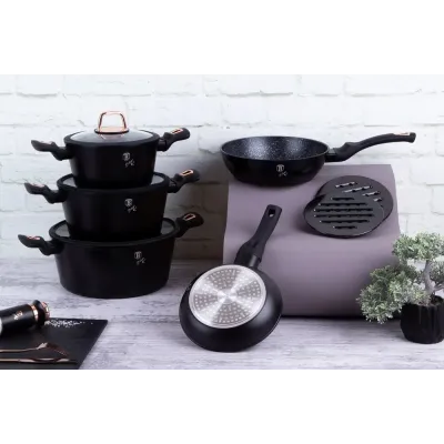 Набір посуду Berlinger Haus Black Rose Collection 10 предметів Чорний (BH-8168)