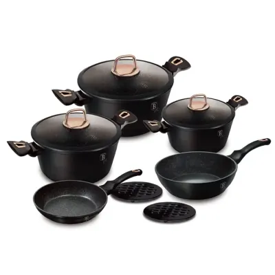 Набір посуду Berlinger Haus Black Rose Collection 10 предметів Чорний (BH-8168)