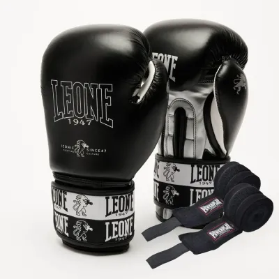Боксерские перчатки Leone GN208 Iconic Black 16 унций (GN208_Black_16oz)